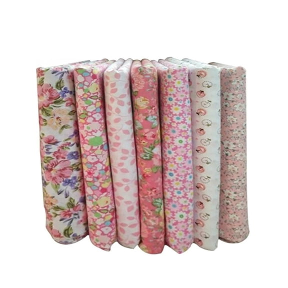HonestMatter Cotton Floral Fabric Set Vintage Quilting Squares Precut Fabric Bundles Soft Cozy Texture for Home Crafting DIY Projects 7PCS