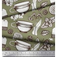 thumbnail image 2 of Soimoi Velvet Fabric Tea Cup,Lemon Slice & Ginger Vegetable Print Sewing Fabric Yard 58 Inch Wide, 2 of 3