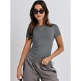 thumbnail image 2 of Womens Short Sleeve Slim Fit Crop Top Going Out Tight-Shirts Summer Basic Tees, 2 of 4