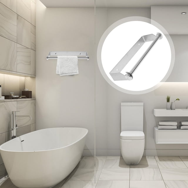 CIMAXIC Estante Y Para Toallas Montaje En Pared Con Acabado Plateado Resistente A Óxido