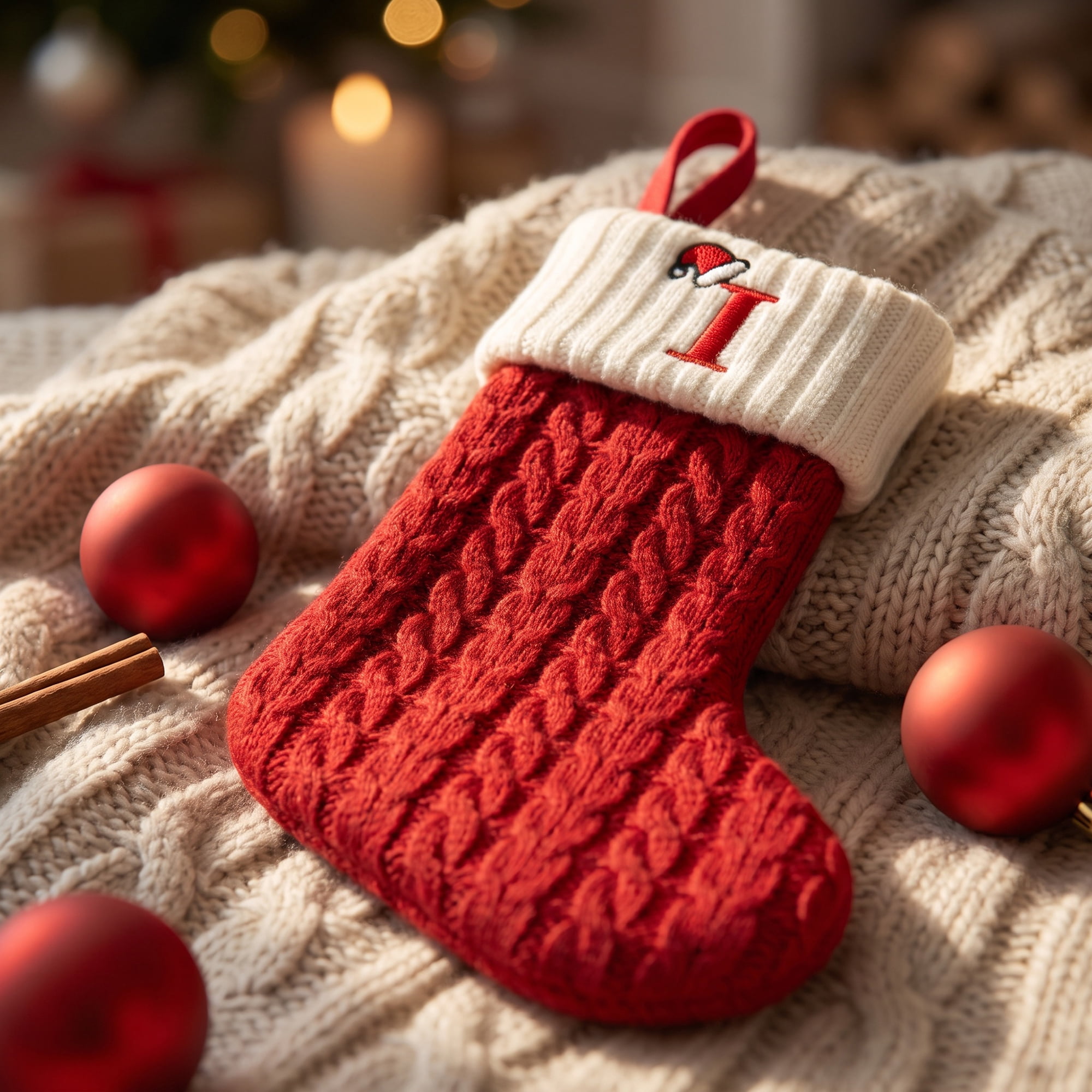 Unique Bargains Cartoon Christmas Luxury Grand Hearth Accent Stocking Letter I 8"