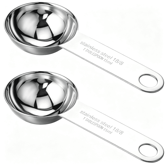 ACDANC 2Pcs 15Ml Stainless Steel Teaspoon Measuring Spoons 3Tsp Tablespoon Measurings Individual Measuring Scoop Single Teaspoons Metal Measurings Spoons Long Handle Spoon for Kitchen Home Tea