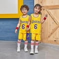 thumbnail image 2 of Jersey No.6/Ensemble d'Uniforme de Basketball pour Enfants/col Rond/jaune, 2 of 3
