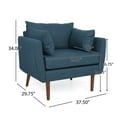 thumbnail image 3 of GDF Studio Viewland Contemporary Fabric Upholstered Club Chair with Accent Pillows, Navy Blue and Walnut, 3 of 9