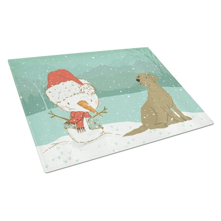 

Caroline s Treasures CK2048LCB Chocolate Labrador Snowman Christmas Glass Cutting Board Large 12H x 16W multicolor