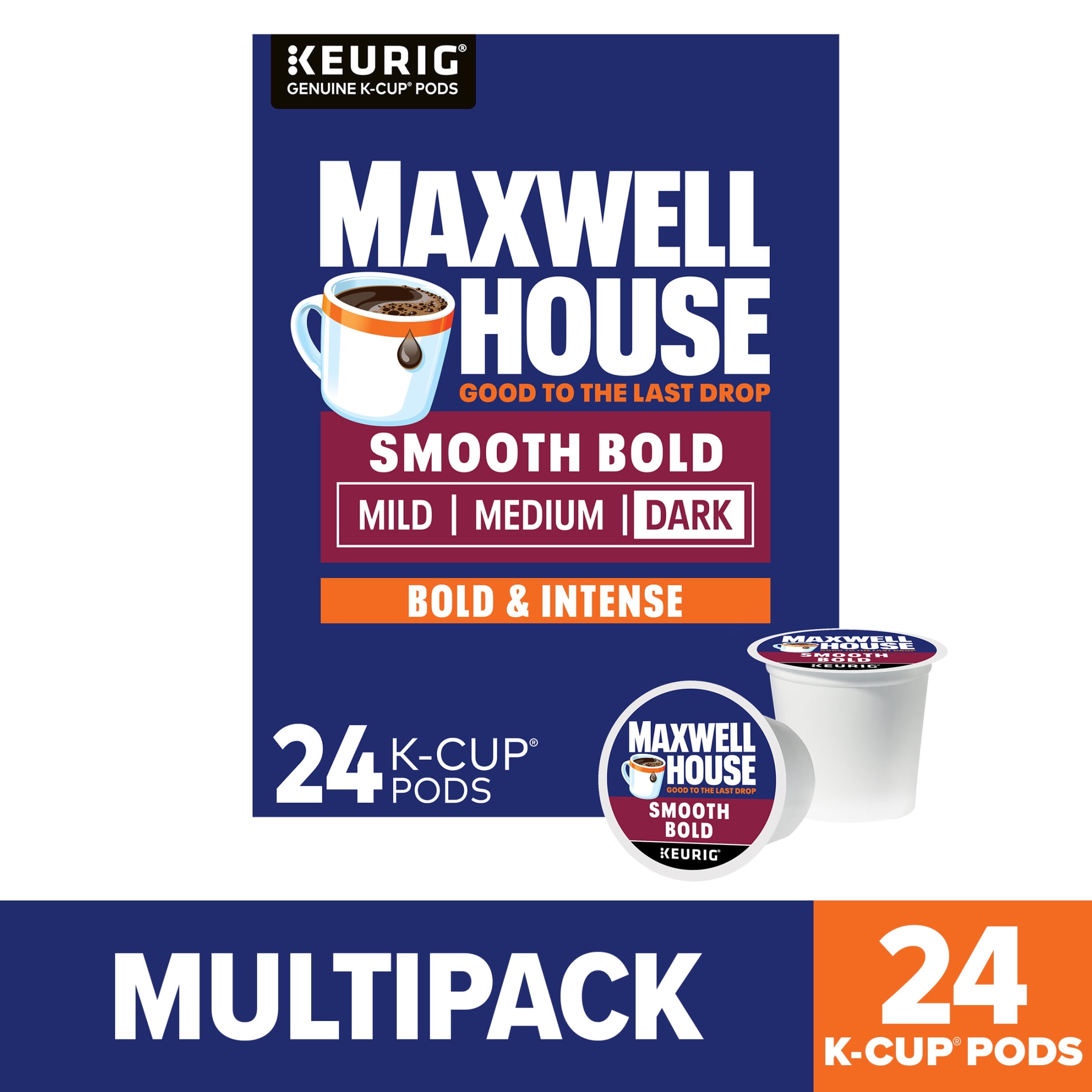 (4 pack) Maxwell House Smooth Bold Roast Coffee K-Cup Pods, 24 ct Box