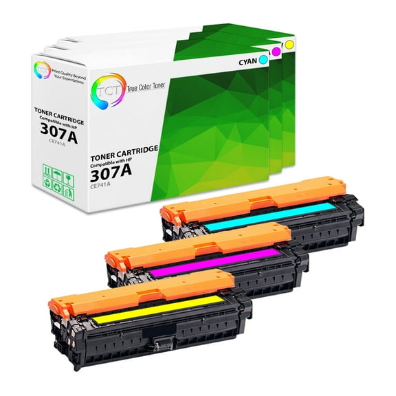 TCT 307A Color Toner Cartridge 3 Pack - Premium Compatible Replacement for 307A CE741A CE742A CE743A