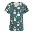 thumbnail image 5 of Holiday Gifts! Titcea Christmas Scrub Tops for Women Stretchy V Neck Short Sleeve Cute Xmas Printed Nurse Holiday Working Uniforms, 5 of 5