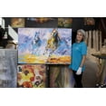 thumbnail image 4 of Startonight Canvas Wall Art Abstract Horses Blue and Orange Painting, Framed 32" x 48", 4 of 6