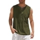 thumbnail image 2 of camisas de lino de algodón sueltas casuales para hombres camisa de color blusa chaleco sin mangas camisas de playa tops verde militar / s, 2 of 5