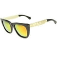 thumbnail image 3 of sunglassLA Unisex High Fashion Alligator Metal Temple Mirrored Lens Flat Top Sunglasses (Black-Gold / Magenta Mirror) - 50mm, 3 of 4