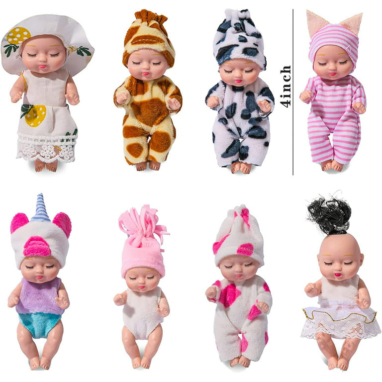 8 Mini 4 Reborn Baby Dolls -Lifelike Realistic Tiny Babies with Clothes
