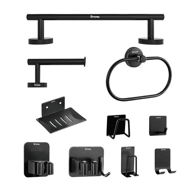 Juego De Accesorios Para Baño Bloosom Toallero 304 Inoxidable 15 Pzs negro