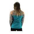 thumbnail image 3 of Womens Shirt Cheetah Leopard Cold Shoulder Cut Out Long Sleeve Top Turquoise Blue S-2X, 3 of 3