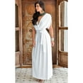thumbnail image 3 of KOH KOH Long Bridesmaid Formal Short Sleeve V-Neck Full Floor Length Flowy Cocktail Summer Evening Wedding Guest Party Tall Maxi Dress Gown For Women Ivory White X-Large US 14-16 NT026, 3 of 6