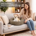 thumbnail image 5 of Exclusivo Mezcla Calming Donut Dog Bed with Non-Slip Bottom, 28 inches Cozy Fluffy Faux Rabbit Fur Round Pet Bed for Medium Dogs, Khaki, 5 of 7