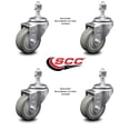 thumbnail image 2 of 3.5 Inch Gray Polyurethane Wheel Swivel 12mm Threaded Stem Caster Set SCC, 2 of 2