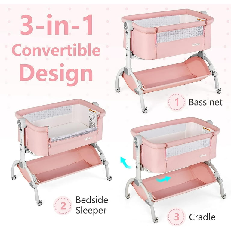 OLAKIDS 3 in 1 Baby Bassinet, Adjustable Bedside Sleeper