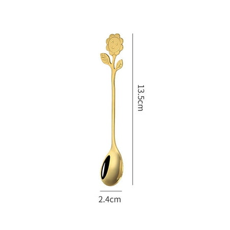 

Japanese Style Stainless Steel Cartoon Sunflower Spoon Gold Sun flower spoon