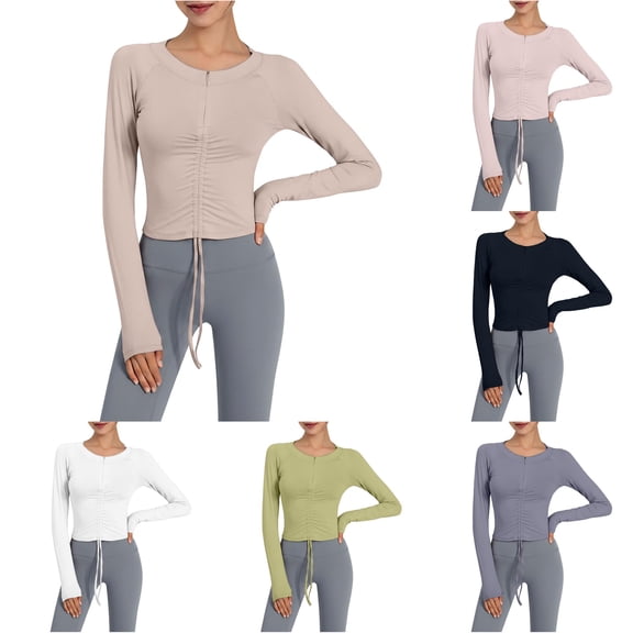 Active Tops Women Athletic Long Sleeve Yoga Top for Autumn and Winter – Fitted Running and Fitness Shirt for Daily Casual Holiday Brown M