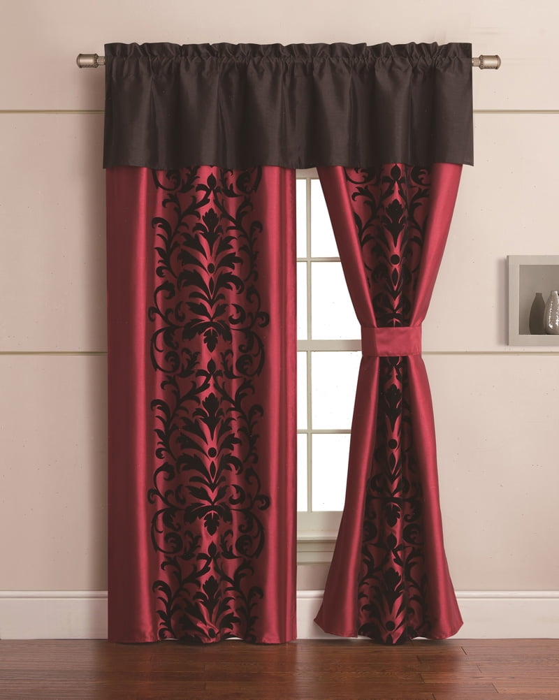 Dawson Black And Red Curtain Set Walmart Com