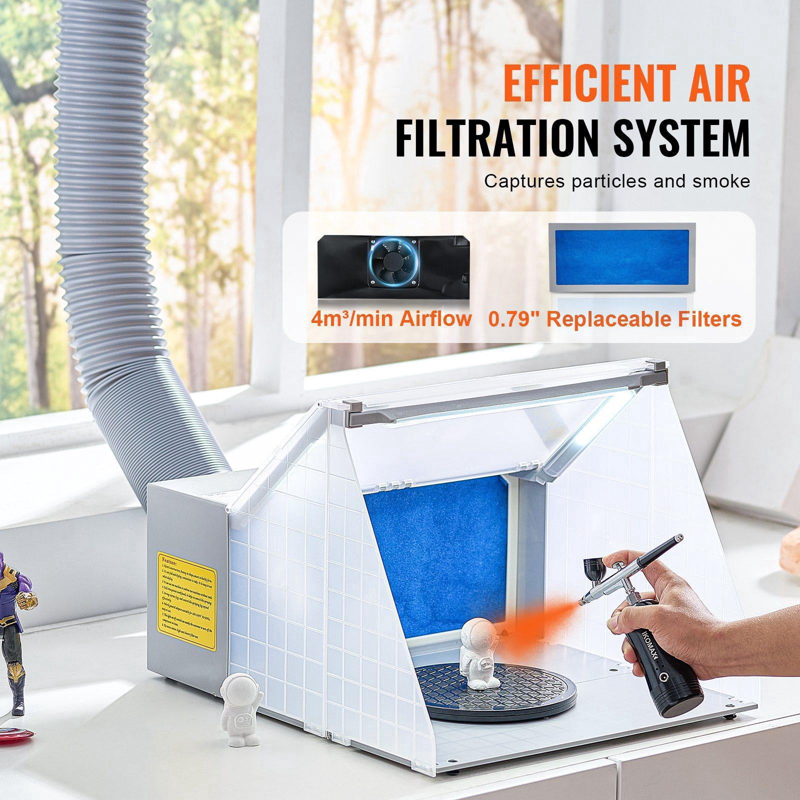 Portable LED Airbrush Spray Booth Kit with Exhaust Fan and Hose for Models Arts Crafts Cakes