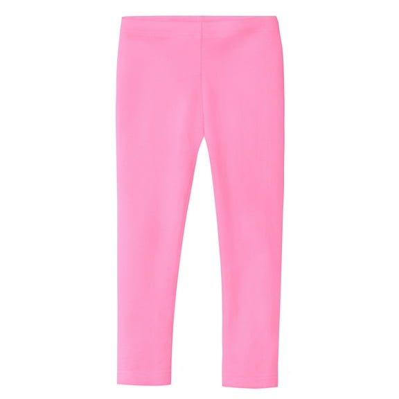 Made in USA Girls Cotton Solid Colored Baby Rib Leggings | Bubblegum