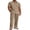 Khaki, variant on COOFANDY Men's 2 Piece Linen Beach Outfits Short Sleeve Button Down Shirts Loose Pants For Men