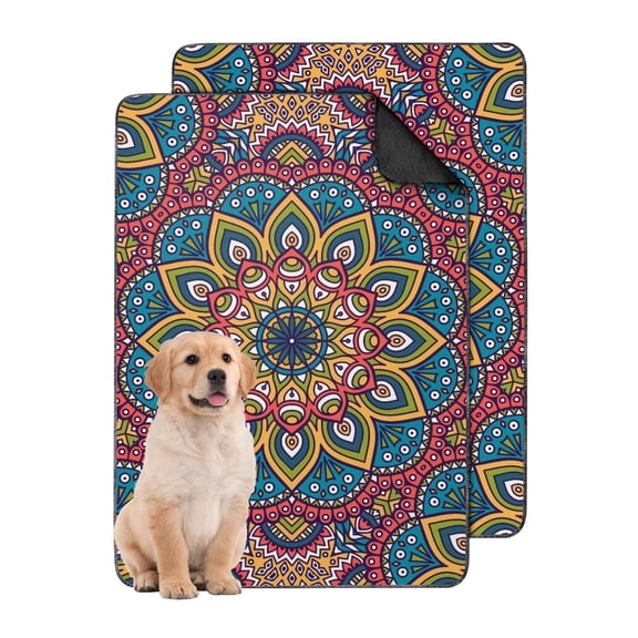 Pet Washable Pee Pads, 24" x35" with Mandala Pattern, Quick-Drying Surface, Non-Slip Rubberized Backing for Stable Use on Slippery Floors.