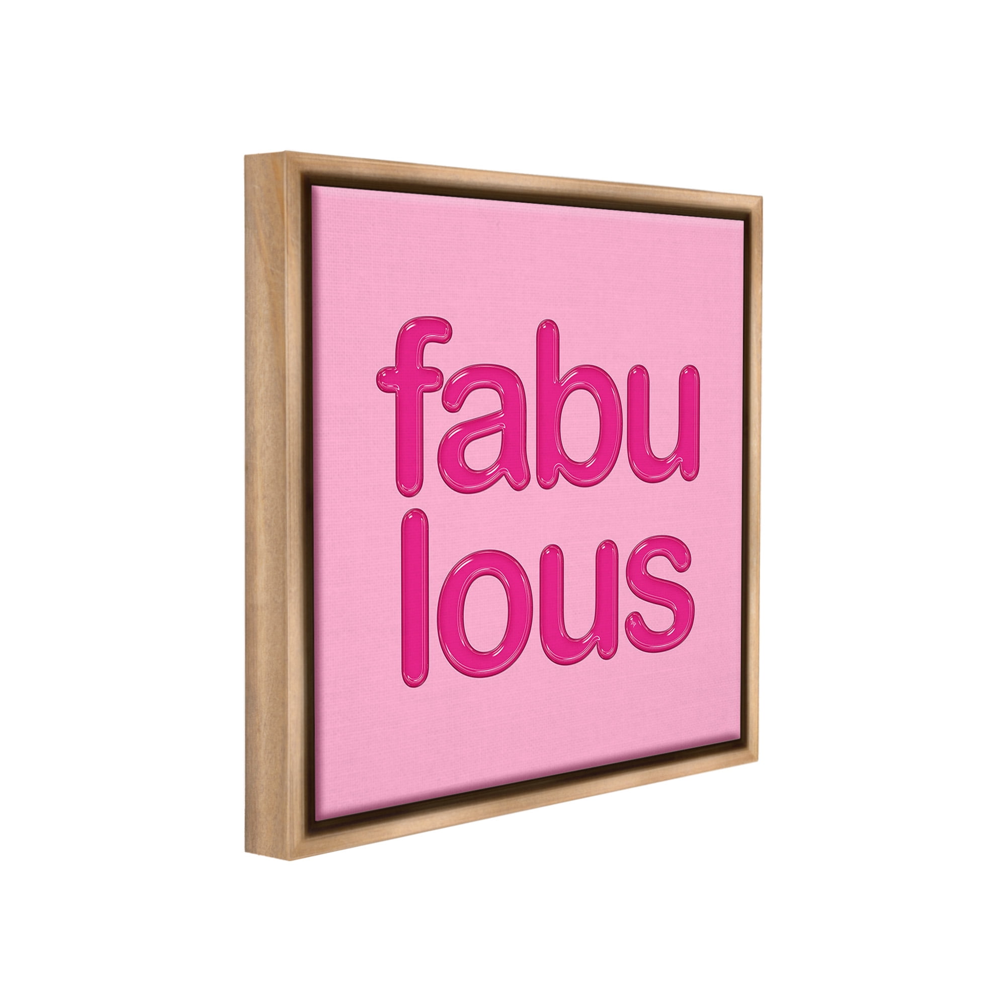Stupell Industries Bold Pink Fabulous Inspirational Painting Brown Floater Framed Canvas Art Print Wall Art, 18 x 18