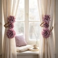 thumbnail image 6 of Linnome Faux Flower Jute Rope Curtain Tieback Handmade Bendable Fabric Flower Drape Holdback No Drill Decor for Living Room and Bedroom Boho Farmhouse Style 15.75x3.15in, 6 of 6