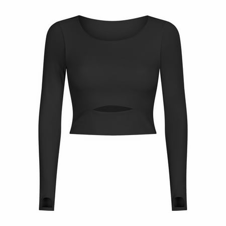 

Womens Sports Bras Long Sleeve T Shirt With Chest Pad Outdoor Running Slim Yoga Moisture Wicking Bras For Women