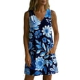 thumbnail image 6 of QUNYINEY Mini Sun Dresses for Women Floral Sleeveless Summer A Line Tank Dress with Pockets Loose Fit Vacation Casual V Neck Dresses, 6 of 7
