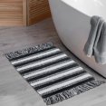 thumbnail image 3 of Microfibre Striped Bath Mat With Fringe Black 20X32, 3 of 4