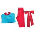 thumbnail image 5 of Women’s Blue Performance Dress with Red Stockings Pop Star Style Stage Outfit Set, 5 of 6