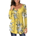 thumbnail image 2 of Puntoco Mujeres Moda Impreso Casual Cuello en V Manga larga Botón suelto Camiseta Blusa tops Puntoco Puntoco-4378, 2 of 5