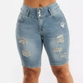 thumbnail image 2 of 2025 Women's Jeans Women's Ripped Mid Denim Shorts Hem Stretch Jean Shorts Women Casual Pants, 2 of 5