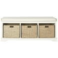 thumbnail image 3 of SAFAVIEH Lonan 3 Wicker Basket Storage Bench with Cushion Top, White, 3 of 4