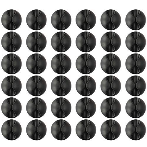 Organizador de cables Tomorotec con clips para cables negro 36 unidades