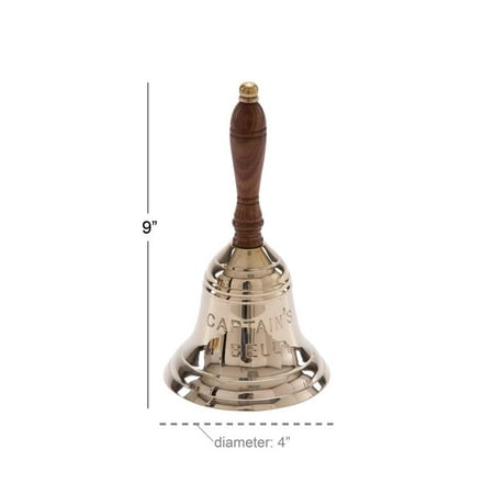 DecMode Coastal 8 x 4 inch carved brass and wood captain's bell
