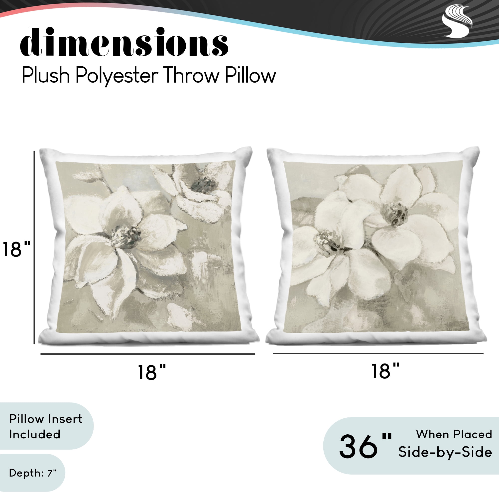 Stupell Industries Muted Magnolias at Dawn 2 Piece Decorative Printed Throw Pillow Set, design by Lanie Loreth