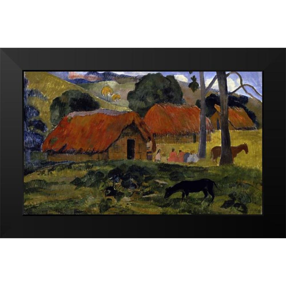Gauguin, Paul 14x10 Black Modern Framed Museum Art Print Titled - Dog Canine in front of the Hut - Le Chien Devant la Hutte