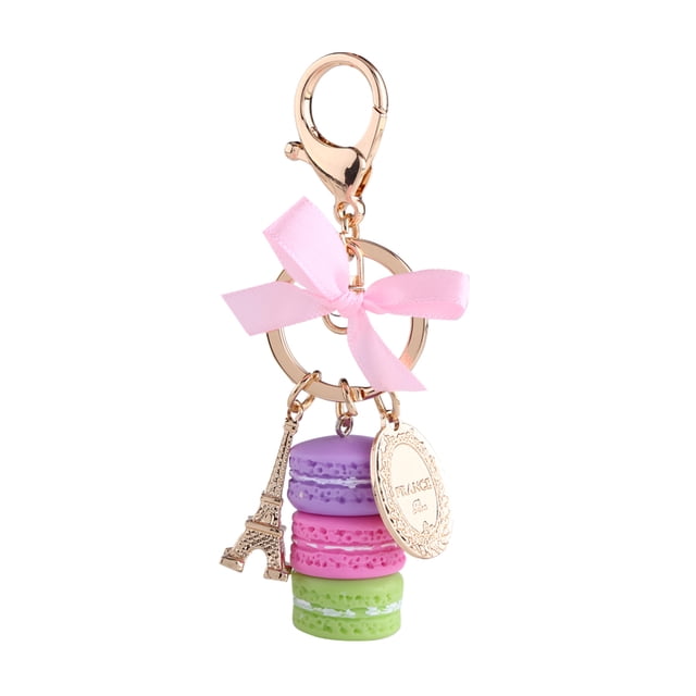 Colorful Cute Macaroon Eiffel Tower Keychain Keyring Bag Pendant Car Charm Decoration(Purple)