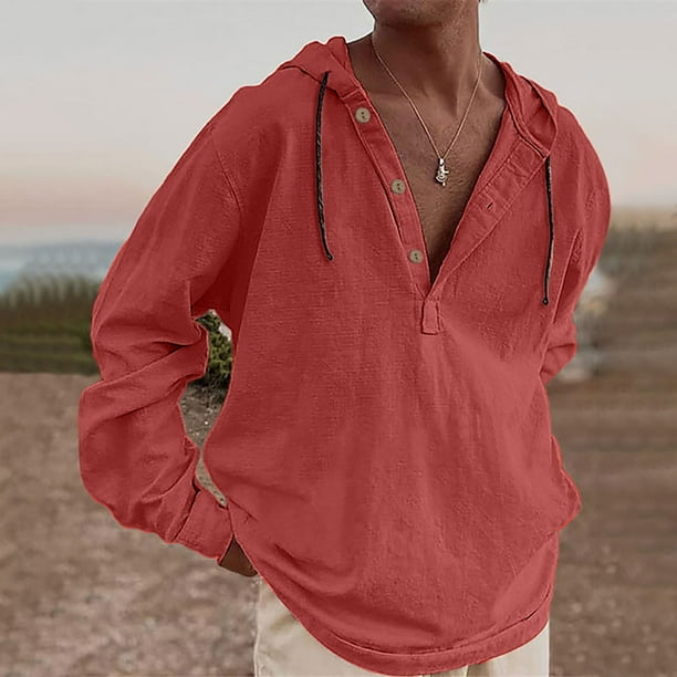 Blusa de manga larga con capucha para hombre, informal, a la moda, con cuello de manga larga, transpirable, para hombre