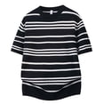 thumbnail image 4 of Maean Mens Short Sleeve Sweaters Ribbed Knit Basic Casual Fashion Crewneck Striped Summer Clothes, 4 of 4