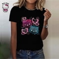 thumbnail image 3 of Ropa informal cómoda para mujer, camiseta negra para niña, camiseta informal con estampado de dibujos animados de Hello Kitty Kawaii, 3 of 5