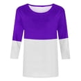 thumbnail image 4 of gakvbuo 3/4 Sleeve Tops For Women Dressy Casual Trendy Geometric Print Graphic T Shirt Summer Crewneck Pullover Color Block Tunic Tee, 4 of 4