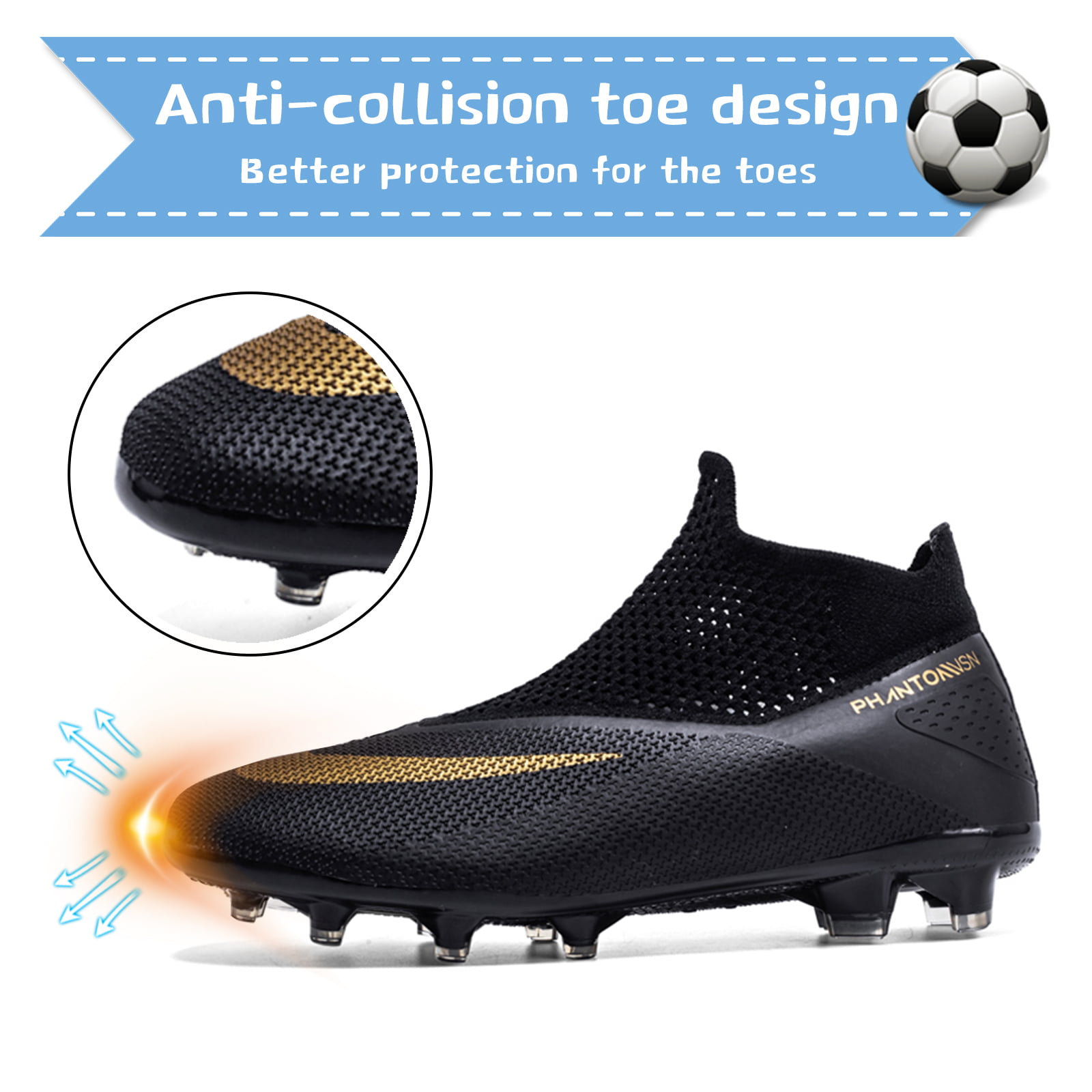Cyiecw Soccer Cleats Mens Soccer Shoes Boys Professional High-Top Football Boots Indoor Outdoor Competition Training Shoes Comfortable Turf Football