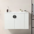 thumbnail image 6 of 30" Bathroom Vanity Sink Combo, Wall Mounted Vanity Cabinet Set, Ceramic Sink Top, Bathroom Cabinet With 2 Doors And Open Storage Shelf, Solid Wood Frame, Easy Assembly, For Small Space, 6 of 7
