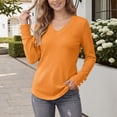 thumbnail image 7 of Wlynlyn Long Sleeve Tops for Women Casual V Neck Loose Fitted Solid Color Textured Knitted Basic Pullover Sweater Shirts(Large,Orange), 7 of 7